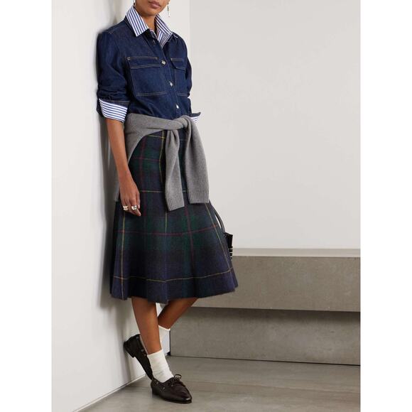 Polo By Ralph Lauren Checked Alpaca Wool Midi Skirt XS - Picture 1 of 7